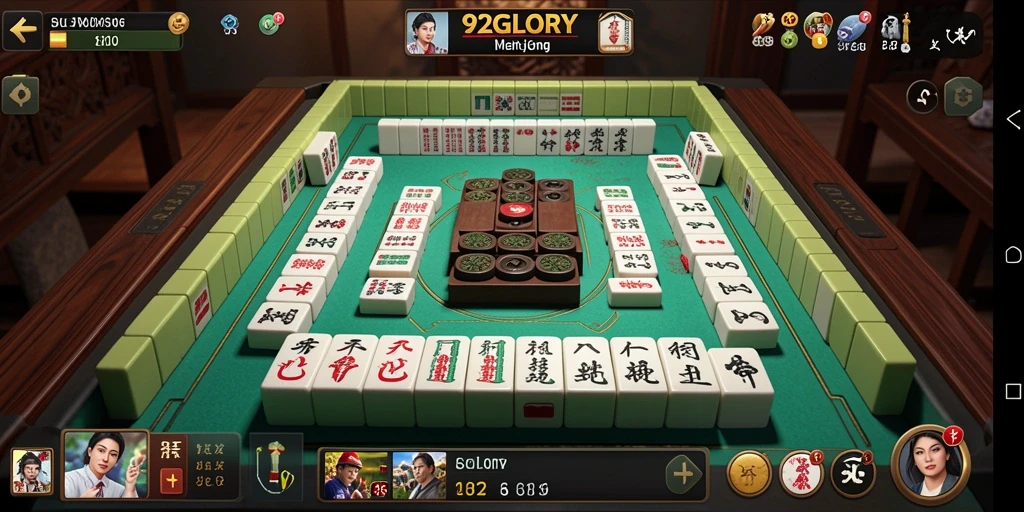 Tampilan gameplay Mahjong yang seru dan menantang di 92GLORY.