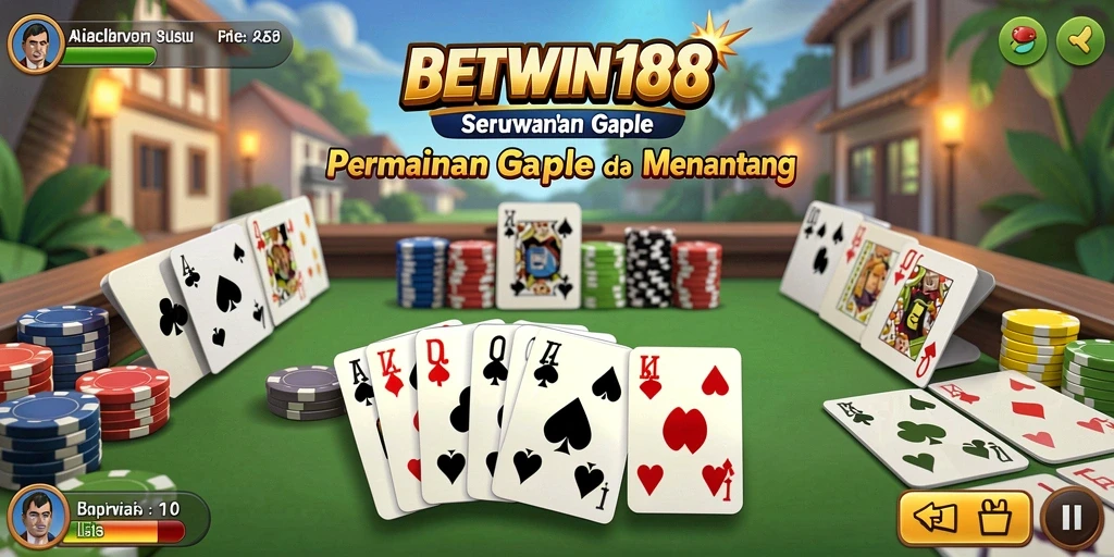 Tampilan gameplay seru BETWIN188 dengan suasana Gaple yang menghibur.