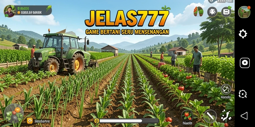 Gameplay seru dalam JELAS777 saat bercocok tanam.