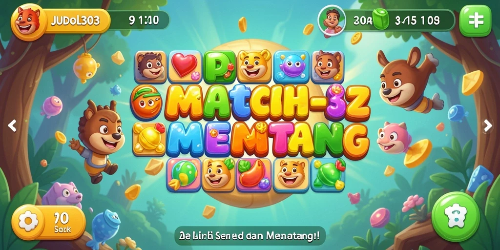 Tampilan gameplay JUDOL303 saat mencocokkan elemen dalam level Match-3.