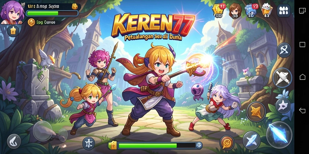 Tampilan gameplay KEREN77 yang menampilkan aksi seru dan karakter Anime.