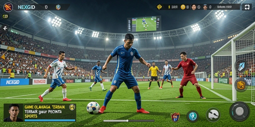 Tampilan gameplay NEXGID yang seru dan mendebarkan dalam arena olahraga.