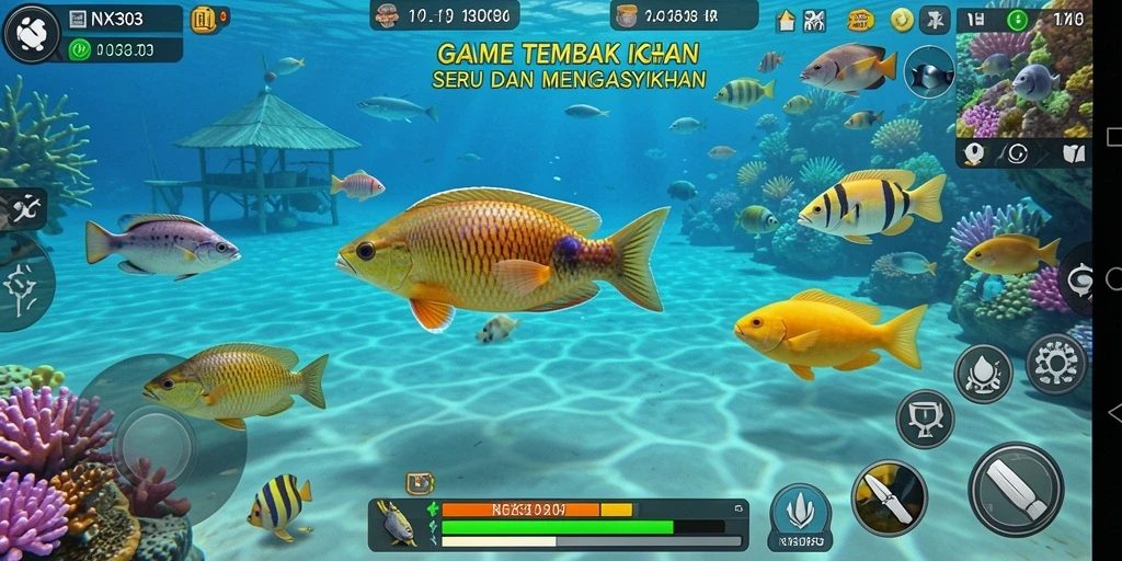 Tampilan gameplay seru dalam NX303 menembak ikan dengan grafis menarik.