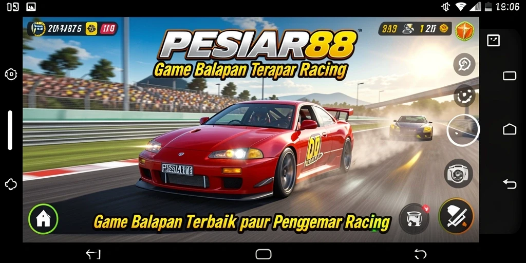 Tampilan gameplay balapan mendebarkan di PESIAR88.