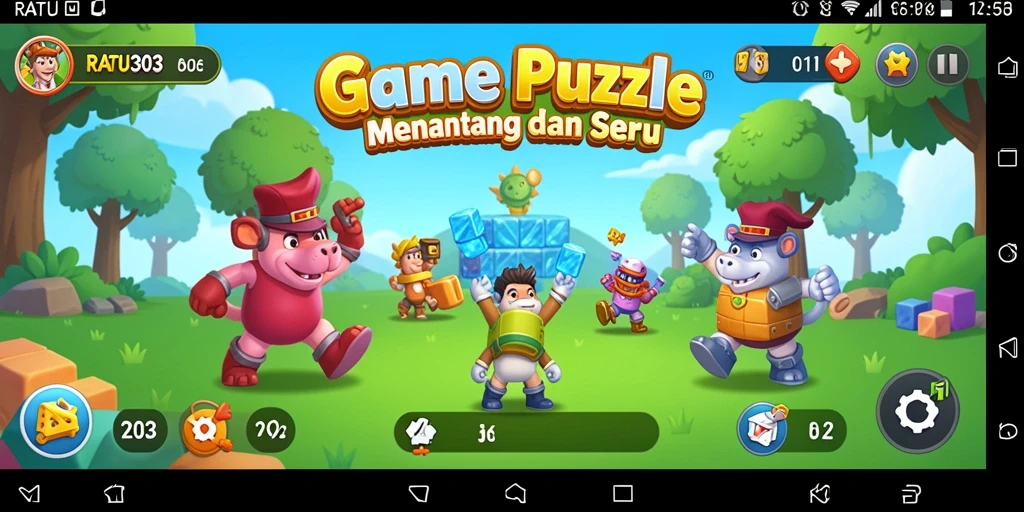 Screenshot utama RATU303 menampilkan gameplay puzzle yang seru.