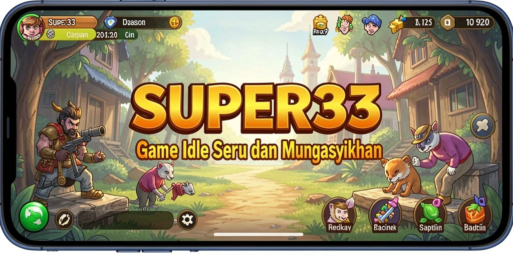 Screenshot SUPER33 menampilkan gameplay yang seru dan karakter unik.