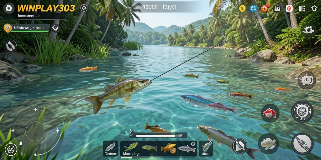 Screenshot gameplay WINPLAY303 yang menunjukkan keseruan memancing.
